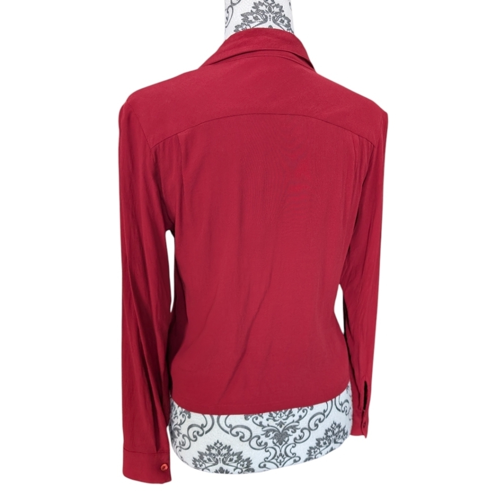 Aritzia Wilfred Free Blouse Women XS Red Button Down - Picture 3 of 11